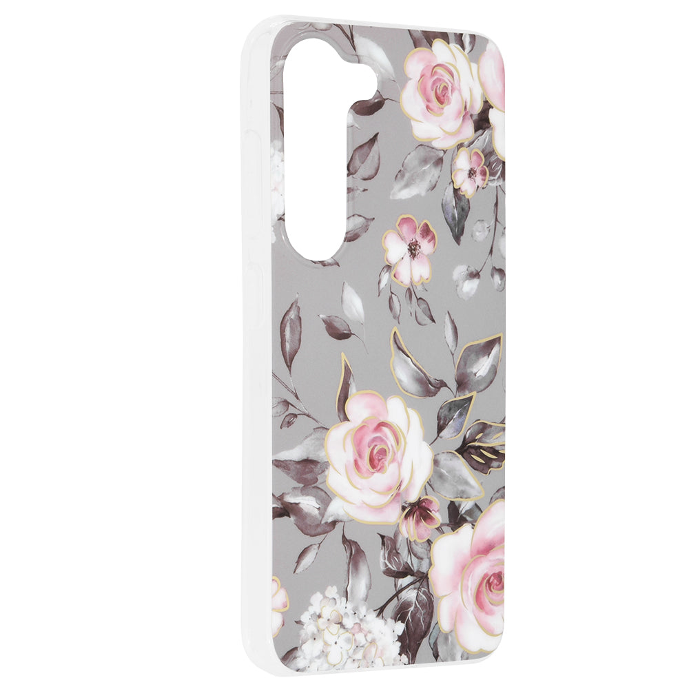 Husa de protectie Techsuit Marble Series compatibila cu Samsung Galaxy S23, acoperire spate, Bloom of Ruth, Gray