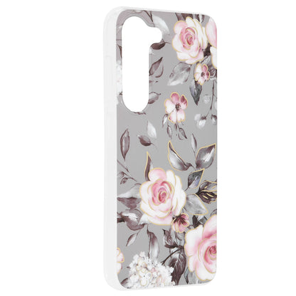 Husa de protectie Techsuit Marble Series compatibila cu Samsung Galaxy S23, acoperire spate, Bloom of Ruth, Gray