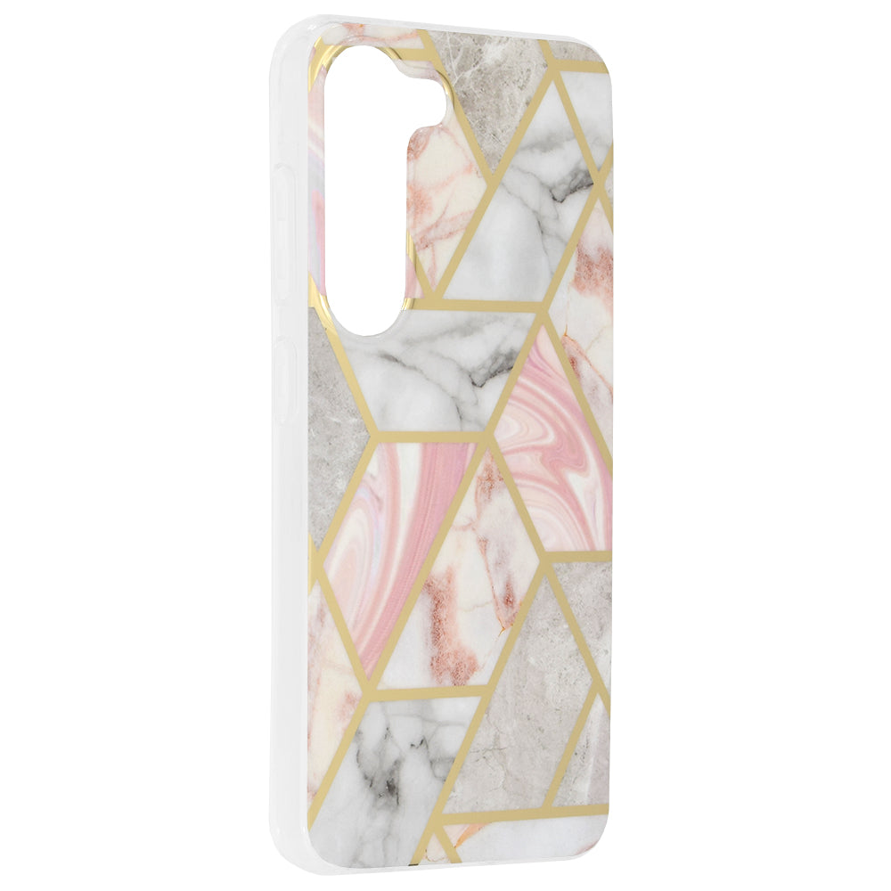 Husa de protectie Techsuit Marble Series compatibila cu Samsung Galaxy S23, acoperire spate, Pink Hex