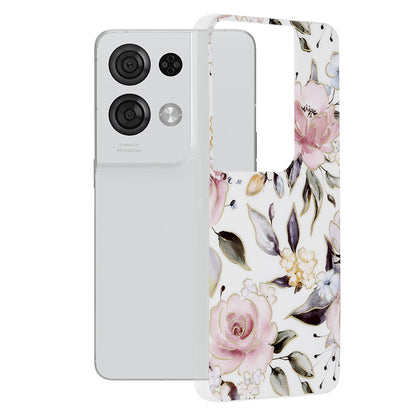 Husa de protectie Techsuit Marble Series compatibila cu Oppo Reno8 Pro, acoperire spate, Chloe White