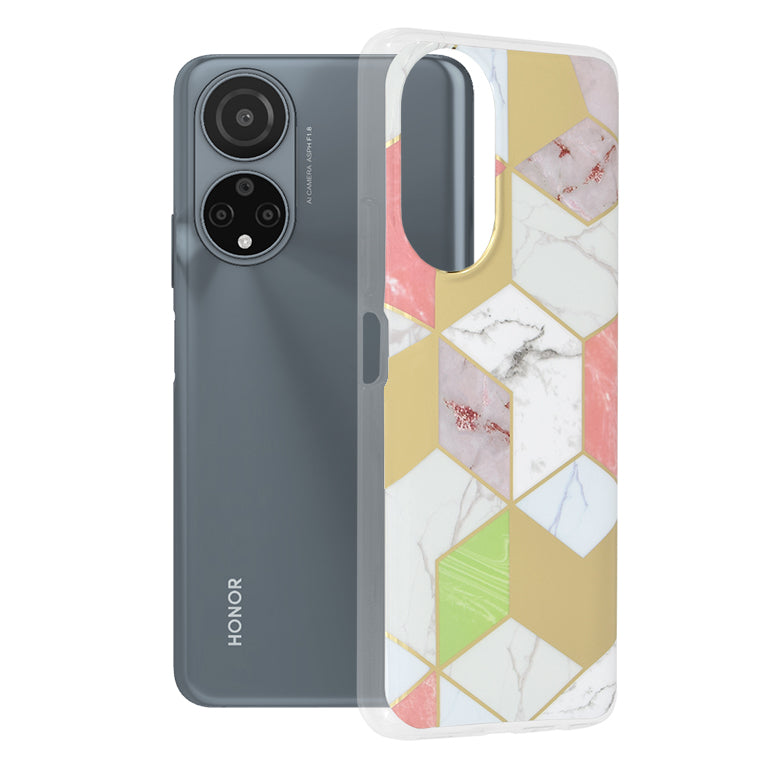 Husa de protectie Techsuit Marble Series compatibila cu Honor X7, acoperire spate, Purple Hex