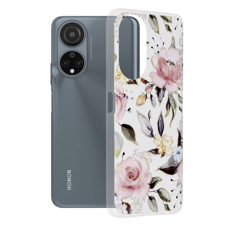 Husa de protectie Techsuit Marble Series compatibila cu Honor X7, acoperire spate, Chloe White