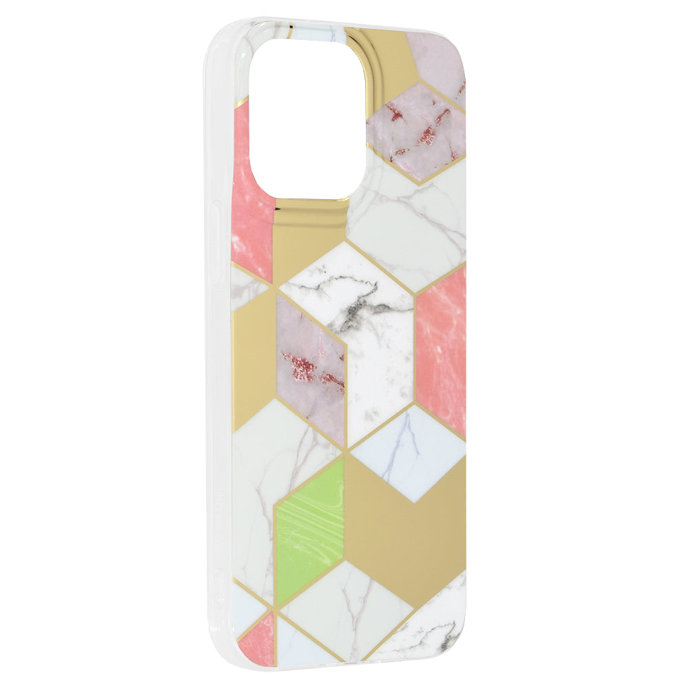 Husa de protectie Techsuit Marble Series compatibila cu Apple iPhone 14 Pro Max, acoperire spate, Purple Hex
