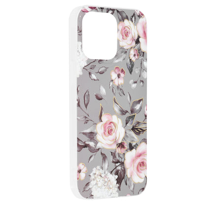 Husa de protectie Techsuit Marble Series compatibila cu Apple iPhone 14 Pro Max, acoperire spate, Bloom of Ruth, Gray