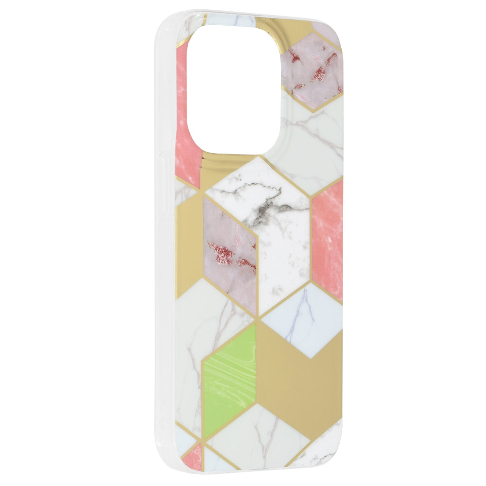 Husa de protectie Techsuit Marble Series compatibila cu Apple iPhone 14 Pro, acoperire spate, Purple Hex