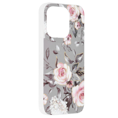 Husa de protectie Techsuit Marble Series compatibila cu Apple iPhone 14 Pro, acoperire spate, Bloom of Ruth, Gray