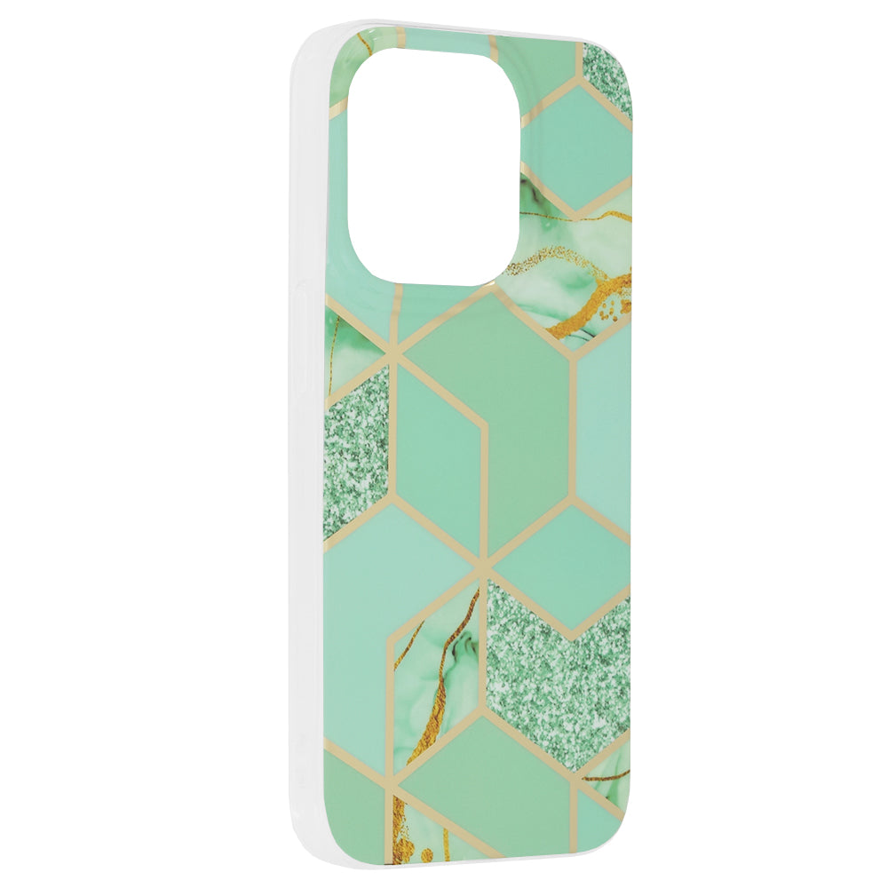 Husa de protectie Techsuit Marble Series compatibila cu Apple iPhone 14 Pro, acoperire spate, Green Hex
