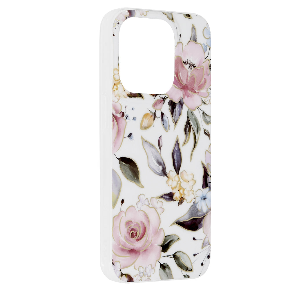 Husa de protectie Techsuit Marble Series compatibila cu Apple iPhone 14 Pro, acoperire spate, Chloe White