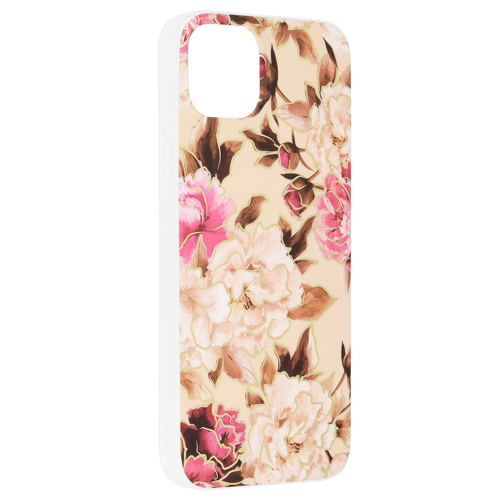 Husa de protectie Techsuit Marble Series compatibila cu Apple iPhone 14 Plus, acoperire spate, Mary, Berry Nude