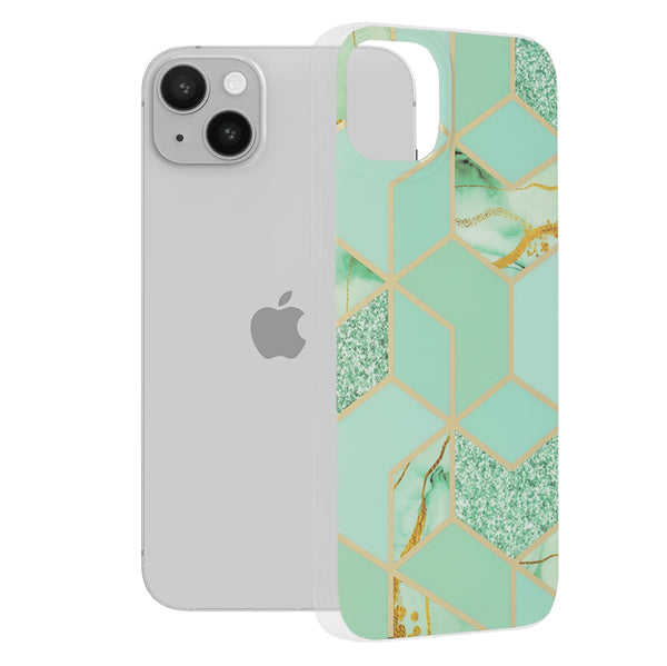 Husa de protectie Techsuit Marble Series compatibila cu Apple iPhone 14 Plus, acoperire spate, Green Hex