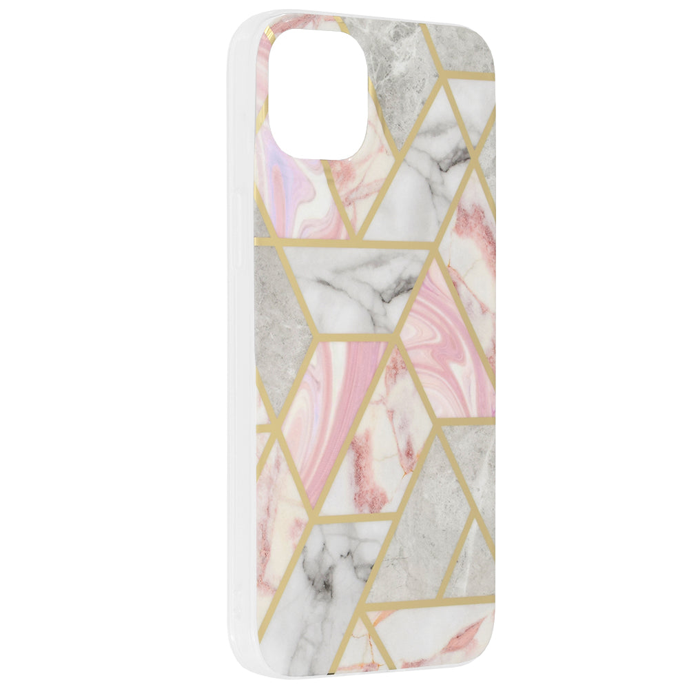 Husa de protectie Techsuit Marble Series compatibila cu Apple iPhone 14 Plus, acoperire spate, Pink Hex