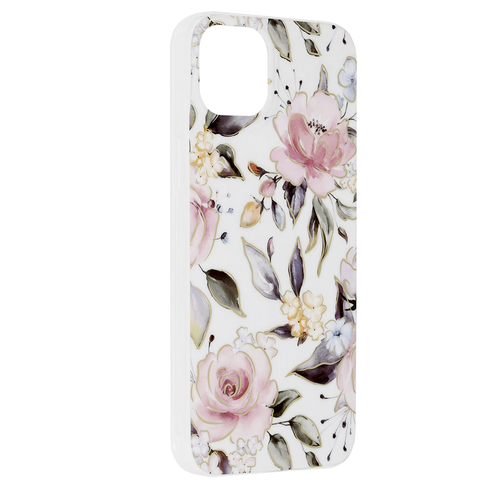 Husa de protectie Techsuit Marble Series compatibila cu Apple iPhone 14 Plus, acoperire spate, Chloe White