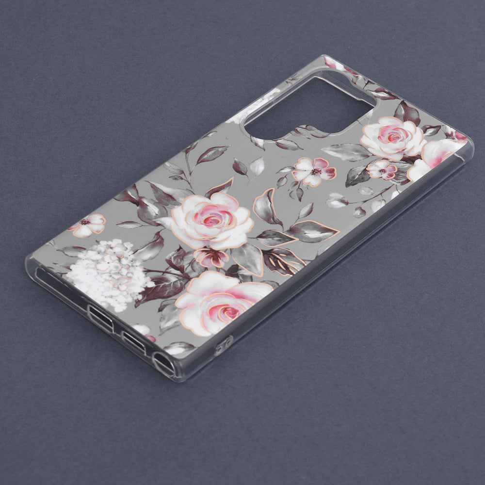 Husa de protectie Techsuit Marble Series compatibila cu Samsung Galaxy S23 Ultra, acoperire spate, Bloom of Ruth, Gray