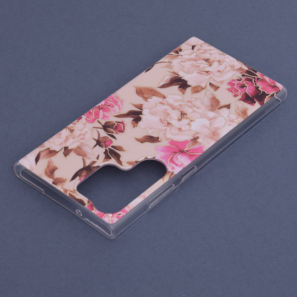 Husa de protectie Techsuit Marble Series compatibila cu Samsung Galaxy S23 Ultra, acoperire spate, Mary, Berry Nude