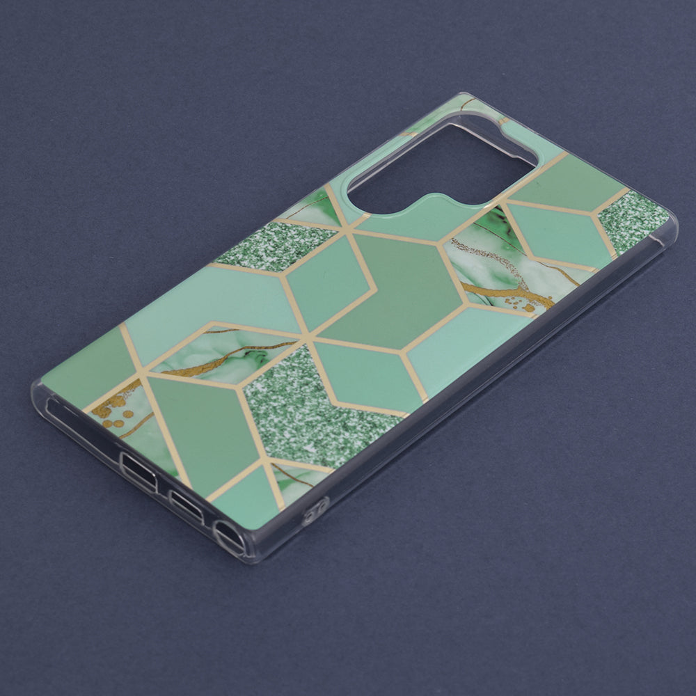 Husa de protectie Techsuit Marble Series compatibila cu Samsung Galaxy S23 Ultra, acoperire spate, Green Hex