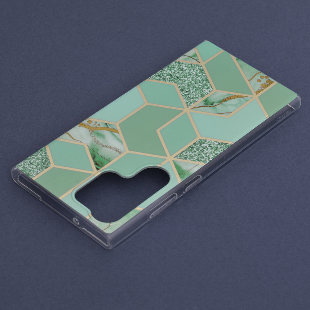 Husa de protectie Techsuit Marble Series compatibila cu Samsung Galaxy S23 Ultra, acoperire spate, Green Hex
