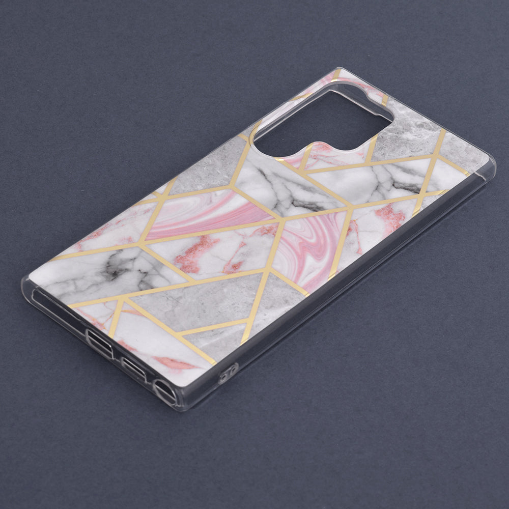 Husa de protectie Techsuit Marble Series compatibila cu Samsung Galaxy S23 Ultra, acoperire spate, Pink Hex