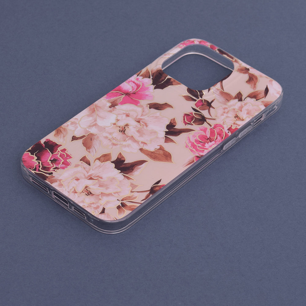 Husa de protectie Techsuit Marble Series compatibila cu Apple iPhone 14 Pro Max, acoperire spate, Mary, Berry Nude