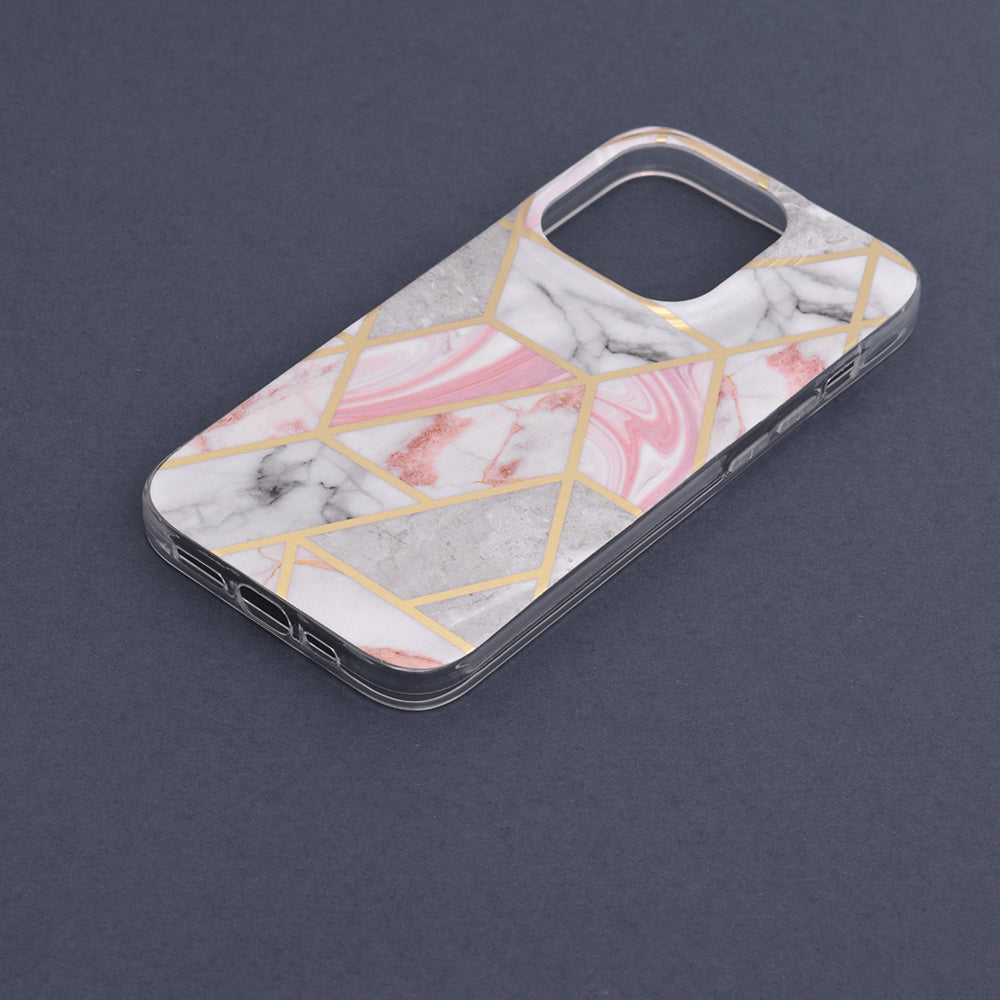 Husa de protectie Techsuit Marble Series compatibila cu Apple iPhone 14 Pro Max, acoperire spate, Pink Hex