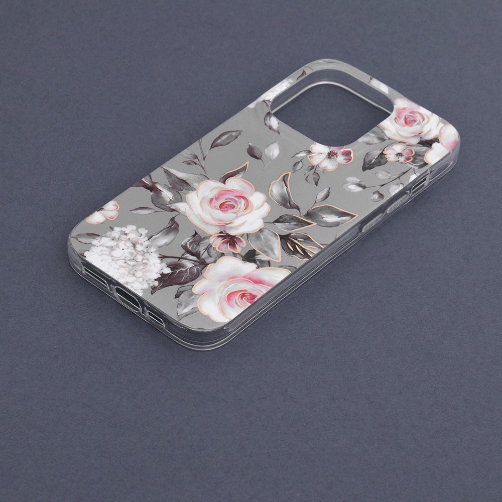 Husa de protectie Techsuit Marble Series compatibila cu Apple iPhone 14 Pro, acoperire spate, Bloom of Ruth, Gray
