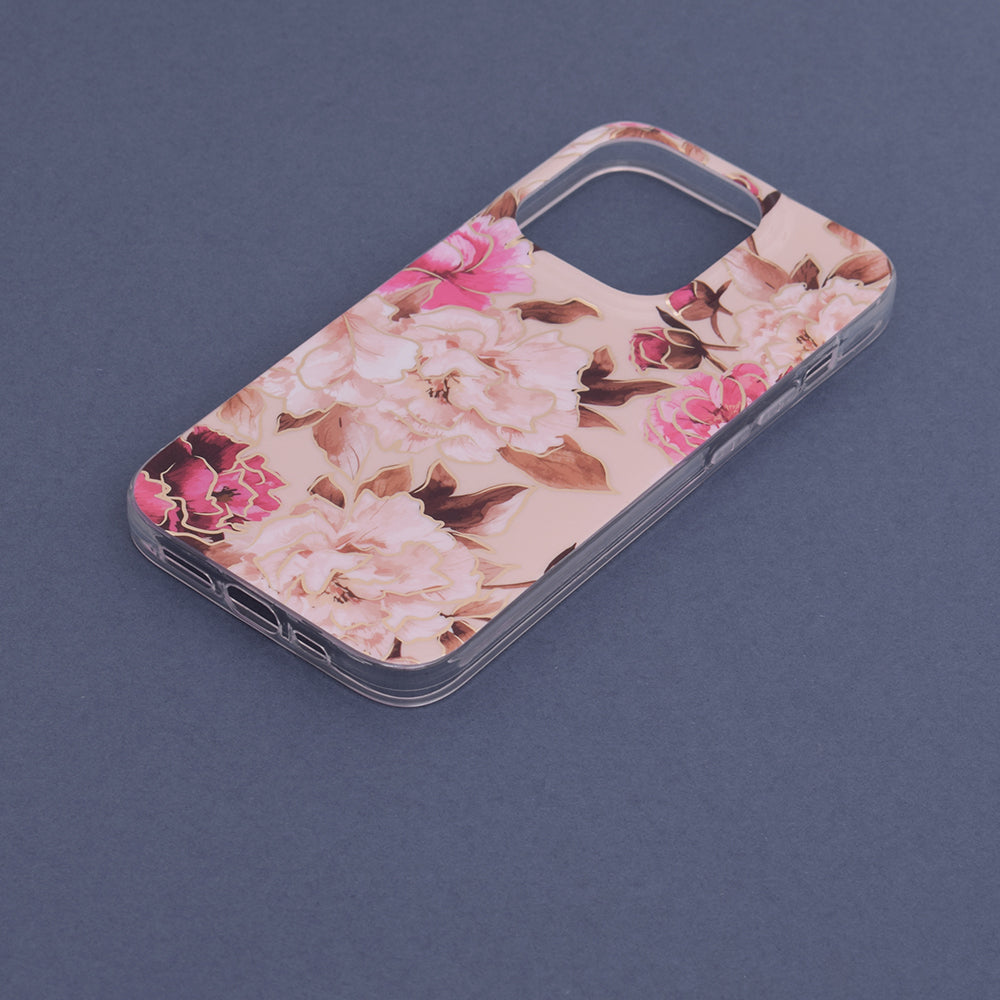 Husa de protectie Techsuit Marble Series compatibila cu Apple iPhone 14 Pro, acoperire spate, Mary, Berry Nude