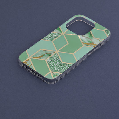 Husa de protectie Techsuit Marble Series compatibila cu Apple iPhone 14 Pro, acoperire spate, Green Hex