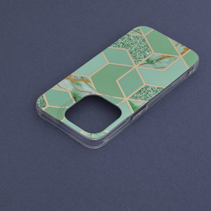 Husa de protectie Techsuit Marble Series compatibila cu Apple iPhone 14 Pro, acoperire spate, Green Hex