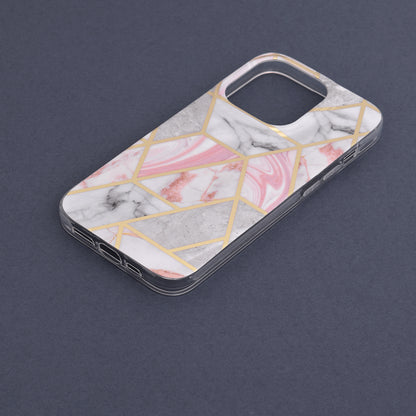 Husa de protectie Techsuit Marble Series compatibila cu Apple iPhone 14 Pro, acoperire spate, Pink Hex