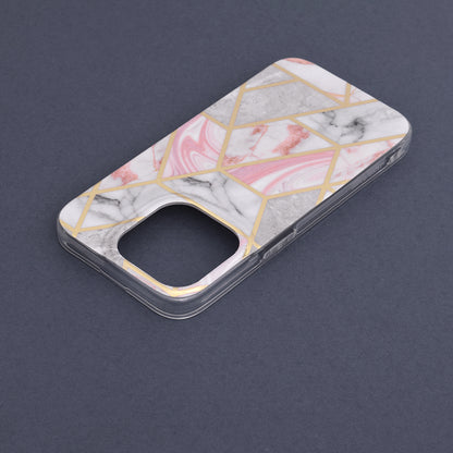 Husa de protectie Techsuit Marble Series compatibila cu Apple iPhone 14 Pro, acoperire spate, Pink Hex