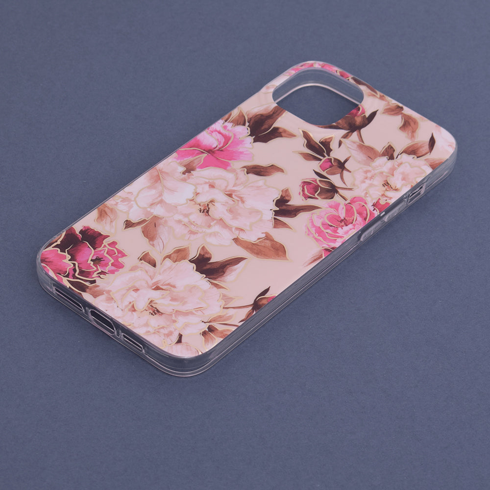 Husa de protectie Techsuit Marble Series compatibila cu Apple iPhone 14 Plus, acoperire spate, Mary, Berry Nude