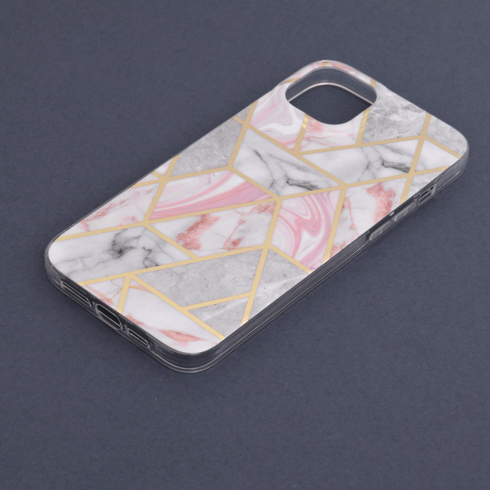 Husa de protectie Techsuit Marble Series compatibila cu Apple iPhone 14 Plus, acoperire spate, Pink Hex