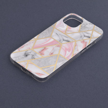 Husa de protectie Techsuit Marble Series compatibila cu Apple iPhone 14 Plus, acoperire spate, Pink Hex