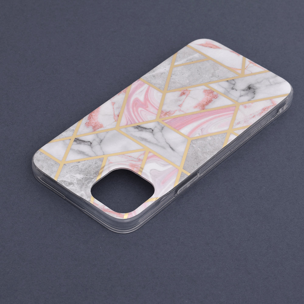Husa de protectie Techsuit Marble Series compatibila cu Apple iPhone 14 Plus, acoperire spate, Pink Hex