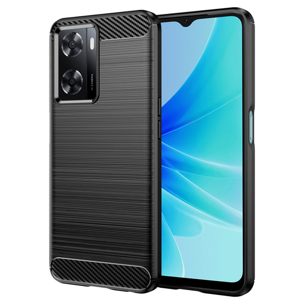 Husa de protectie Techsuit Carbon Siliconecompatibila cu Oppo A57s , acoperire spate, negru