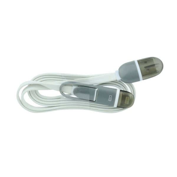 Cablu Date & Incarcare Dual MicroUSB & APPLE Lightning (Alb)