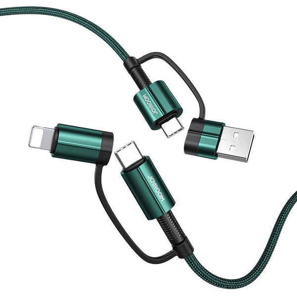 Cablu Date & Incarcare 3.1A 4in1 - Tip C / USB- USB Tip C / Lithtning (Verde) 1.8 Metri Joyroom S-1830G3