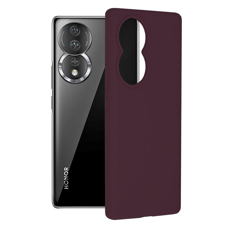 Husa de protectie Techsuit Soft Edge Silicone compatibila cu Honor 80, acoperire spate, visiniu