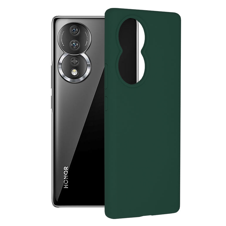 Husa de protectie Techsuit Soft Edge Silicone compatibila cu Honor 80, acoperire spate, verde inchis