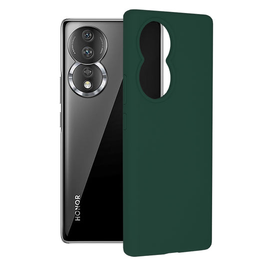 Husa de protectie Techsuit Soft Edge Silicone compatibila cu Honor 80, acoperire spate, verde inchis