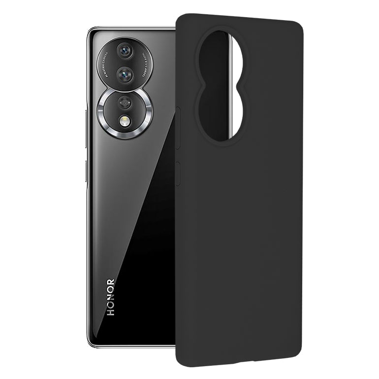 Husa de protectie Techsuit Soft Edge Silicone compatibila cu Honor 80, acoperire spate, negru