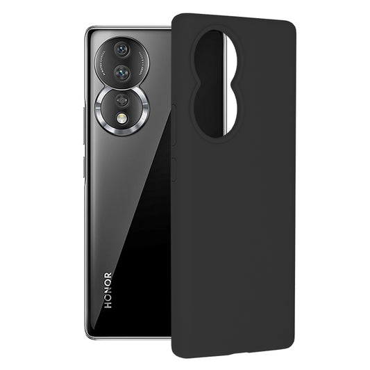 Husa de protectie Techsuit Soft Edge Silicone compatibila cu Honor 80, acoperire spate, negru