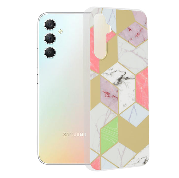 Husa de protectie Techsuit Marble Series compatibila cu Samsung Galaxy A34 5G, acoperire spate, Purple Hex