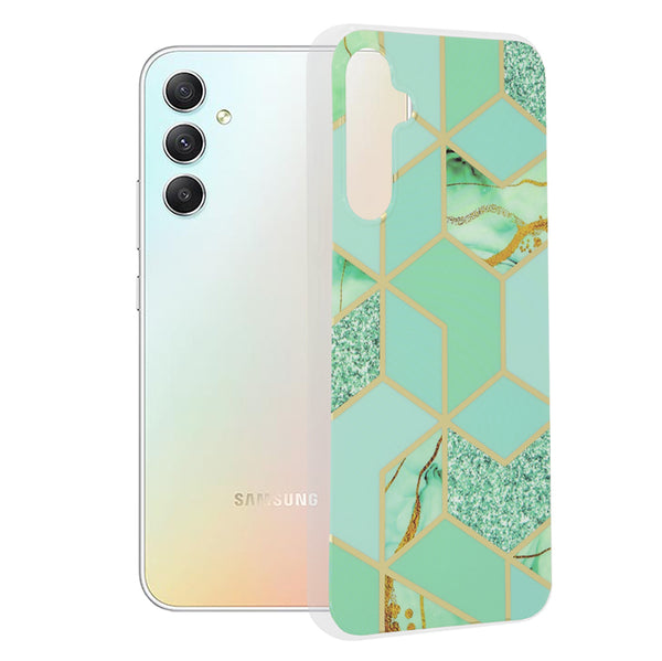 Husa de protectie Techsuit Marble Series compatibila cu Samsung Galaxy A34 5G, acoperire spate, Green Hex