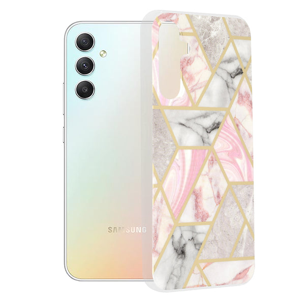 Husa de protectie Techsuit Marble Series compatibila cu Samsung Galaxy A34 5G, acoperire spate, Pink Hex