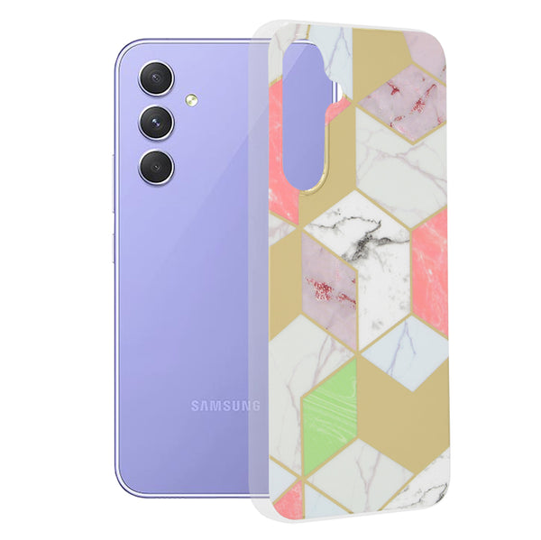 Husa de protectie Techsuit Marble Series compatibila cu Samsung Galaxy A54, acoperire spate, Purple Hex