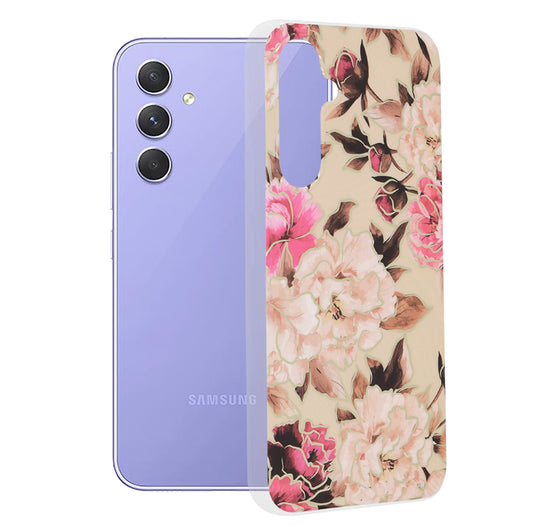Husa de protectie Techsuit Marble Series compatibila cu Samsung Galaxy A54, acoperire spate, Mary, Berry Nude