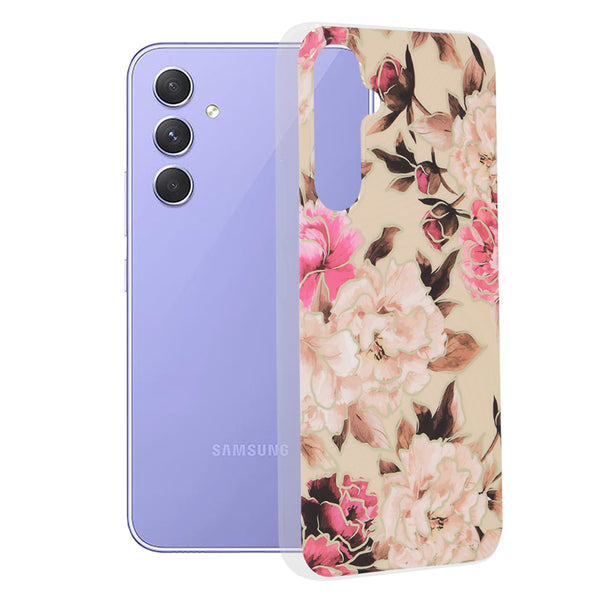 Husa de protectie Techsuit Marble Series compatibila cu Samsung Galaxy A54, acoperire spate, Mary, Berry Nude