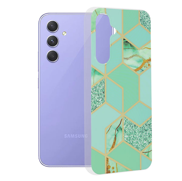 Husa de protectie Techsuit Marble Series compatibila cu Samsung Galaxy A54, acoperire spate, Green Hex