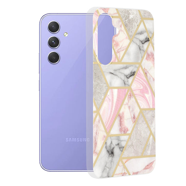 Husa de protectie Techsuit Marble Series compatibila cu Samsung Galaxy A54, acoperire spate, Pink Hex