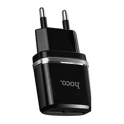 Incarcator 2.4A cu 2 Porturi USB + Cablu Tip C (Negru) C12 HOCO